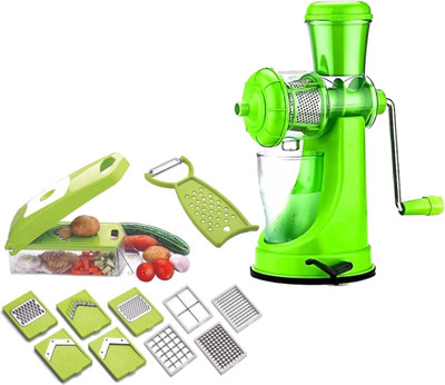 GOROLY Plastic juicer with 12 in 1 vagetable cutter slicer brest vagetable food proccessor Hand Juicer(Green)