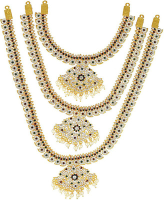 UshaGold Copper Gold-plated White Jewellery Set(Pack of 1)