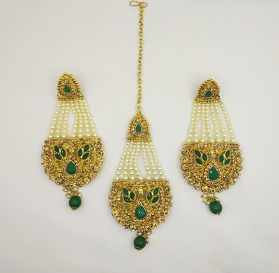 jatin imitation Metal Gold-plated Gold, Green Jewellery Set(Pack of 1)