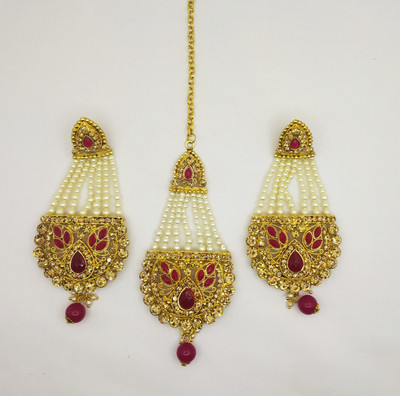 jatin imitation Metal Gold-plated Red, Gold Jewellery Set(Pack of 1)