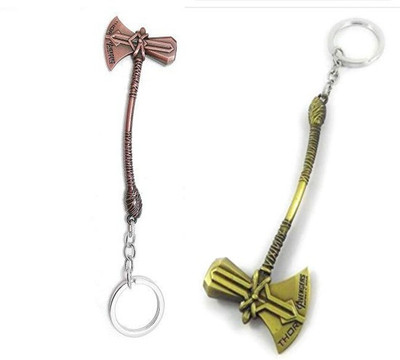 ZYZTA Combo of Thor Stormbreakers/ Marvel Avengers Superhero Thor Axe Keychain, Combo of 2, Copper and Golden Key Chain