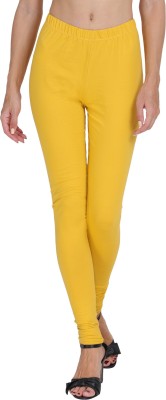 FIDATO Churidar  Ethnic Wear Legging(Yellow, Solid)