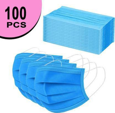 Wellstar Protective Face Mask with NOSE CLIP CE ISO & GMP Certified Bacterial Filtration 100 Units Disposable 3 Ply Pharmaceutical Breathable Surgical Pollution Face Mask with 3 Layer Filtration For Men, Women, Kids with Nose pin for Comfortable Fit with Bacterial Filtration and Water Resistant SG00