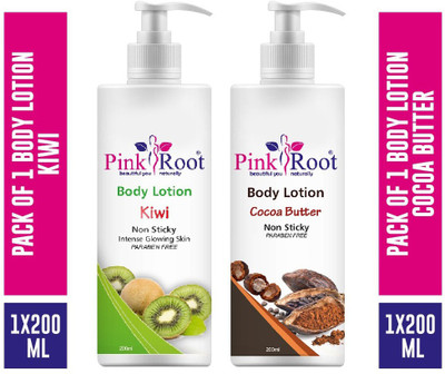 PINKROOT Body Lotion Kiwi 200ml with Body Lotion Cocoa Butter 200ml(400 ml)
