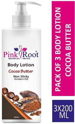 PINKROOT Body Lotion Cocoa Butter 200ml (Pack of 3)(600 ml)