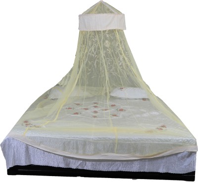 RIDDHI Nylon Adults Washable 14mtround4x6_cream Mosquito Net(Cream, Ceiling Hung)