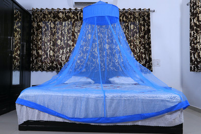 RIDDHI Nylon Adults Washable 20mtround6x6_blue Mosquito Net(Blue, Ceiling Hung)