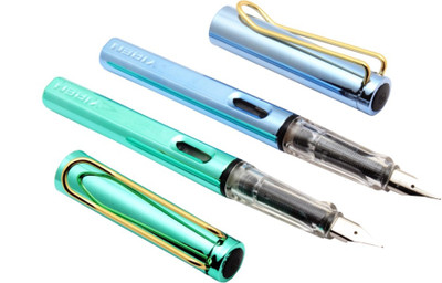 Ledos Ledos Set Of 2 - Yiren Safari Star Fountain Pens Shine Blue & Apple Green With Wired Clip Fine Nib Pen Gift Set(Pack of 2)