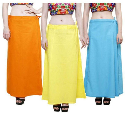 trendzmy PT_Orange_yellow_skyblue_packof3_1 Pure Cotton Petticoat(Free)
