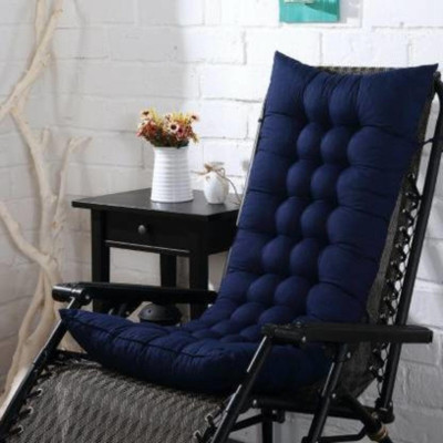 AMZ Microfibre Solid Chair Pad Pack of 1(Navy Blue)