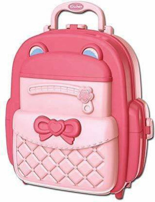 NILTOYS 34 Pcs School Bag Packing Pretend Play Cooking Game Modern Children Kitchen Set Toy for Kids Girls (Kitchen Playset) pink