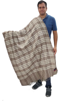 Vrinde Wool Checkered Men Shawl(Grey)