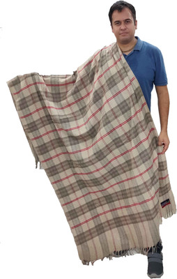 Vrinde Wool Checkered Men Shawl(Grey)