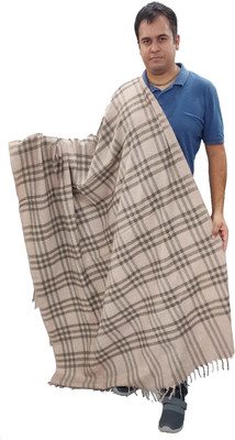 Vrinde Wool Checkered Men Shawl(Grey)