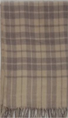 Royal-E-Kashmir Wool Checkered Men, Women Shawl(Beige)