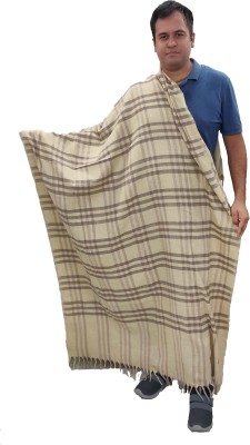 Vrinde Wool Checkered Men Shawl(Beige)