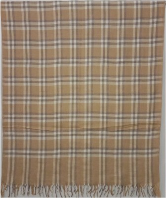 PASHTUSHS Wool Checkered Men, Women Shawl(Beige)