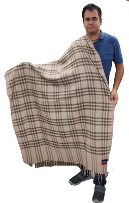 Vrinde Wool Checkered Men Shawl(Beige)