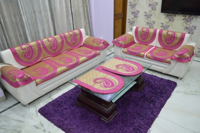 House Attire Polycotton Paisley Sofa Cover(Pink Pack of 12)