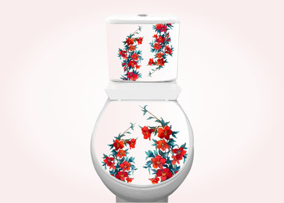 DivineDesigns 33 cm Red Lilly Flowers Sticker Self Adhesive Sticker(Pack of 1)