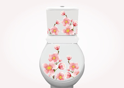 DivineDesigns 33 cm Light Red Flower Sticker Self Adhesive Sticker(Pack of 1)