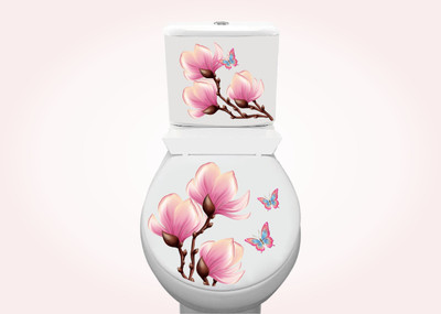DivineDesigns 33 cm Light Pink Butterfly Sticker Self Adhesive Sticker(Pack of 1)