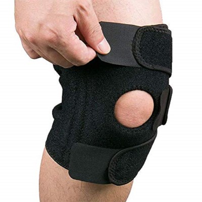 HOPZ Hinged Knee Cap,Braces for Non-Slip Silicone Gel for Running Sports -(Single) Knee Support (Black)