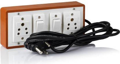Cordnet Brown PVC Extension Board | Long Copper Wire With 6AMP 3 PIN & Anchor Switch’s 2  Socket Extension Boards(Brown, White, 2 m)