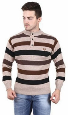 panv Woven High Neck Casual Men Multicolor Sweater