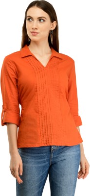 Cwtch Casual Full Sleeve Solid Women Orange Top