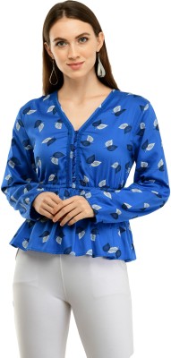 Cwtch Casual Full Sleeve Printed Women White, Blue Top