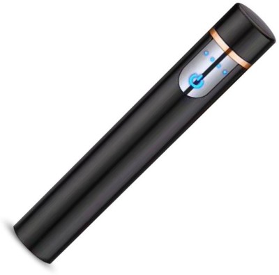 Gabbar Premium Smart Cigarette Lighter & Electric Round Shape Lighter, High Sensitive Touch Sensor with USB Rechargeable Flame-Less Round Cigarette USB Rechargeable Lighter |Black Lighter Cigarette Lighter(Black)