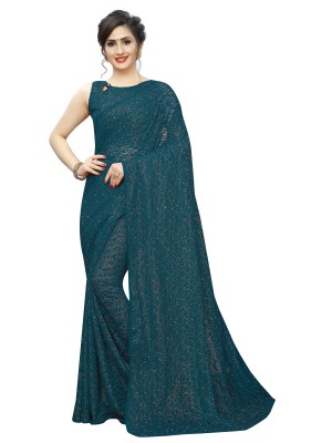 Lady Bazaar Printed Bollywood Net Saree(Green)