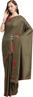 Shaily Retails Self Design Bollywood Silk Blend Saree(Green)