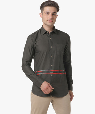 CAMPUS SUTRA Men Solid Casual Grey Shirt