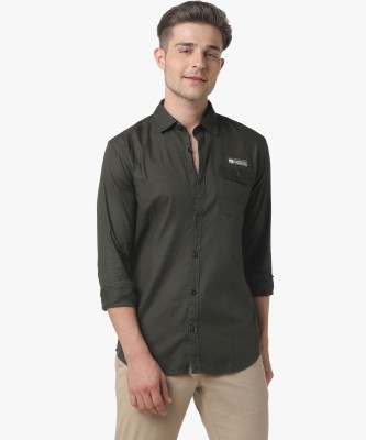 CAMPUS SUTRA Men Solid Casual Green Shirt