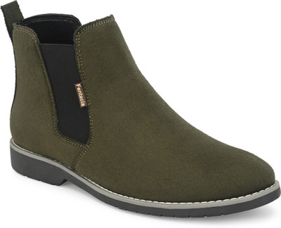 FENTACIA Boot Boots For Men(Olive, Black , 8)