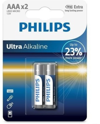 PHILIPS Ultra Alkaline AAA Batteries, Pack of 2  Battery(Pack of 2)