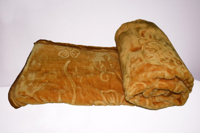Changers Floral Double Mink Blanket for  Heavy Winter(Polyester, golden)