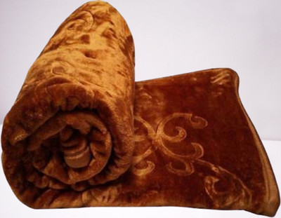 SIMAM Self Design Double Mink Blanket for  Mild Winter(Polyester, Gold)