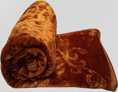 SIMAM Self Design Double Mink Blanket for  AC Room(Polyester, Gold)