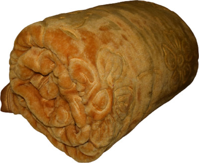 SIMAM Self Design Double Mink Blanket for  Mild Winter(Polyester, Gold)
