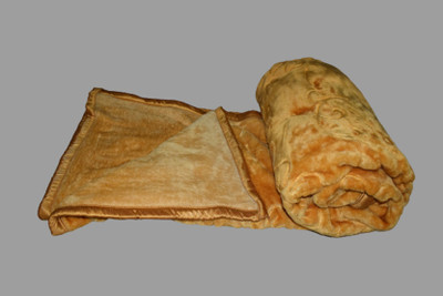 SIMAM Self Design Double Mink Blanket for  Mild Winter(Polyester, Gold)