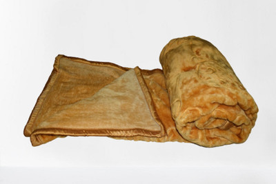 SIMAM Self Design Double Mink Blanket for  Mild Winter(Polyester, Gold)