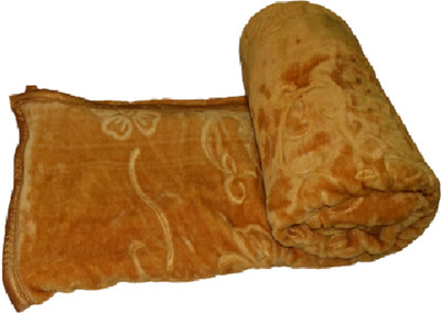 SIMAM Self Design Double Mink Blanket for  Mild Winter(Polyester, Gold)