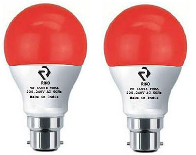 rino 9 W Basic Standard B22 LED Bulb(Red, Pack of 2)