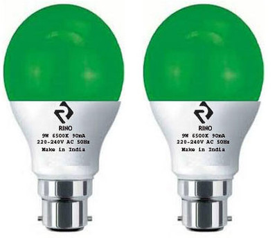 rino 9 W Basic Standard B22 LED Bulb(Green, Pack of 2)