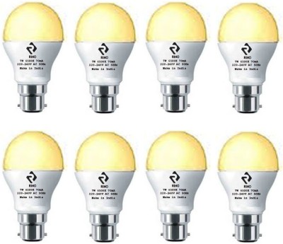 rino 7 W Standard B22 LED Bulb(Yellow, Pack of 8)