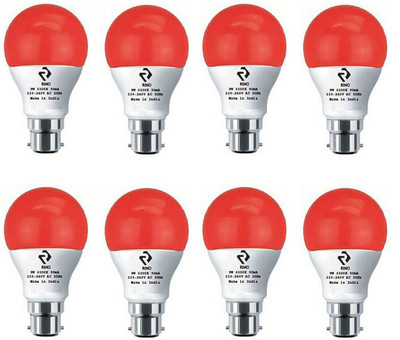 rino 9 W Basic Standard B22 LED Bulb(Red, Pack of 8)