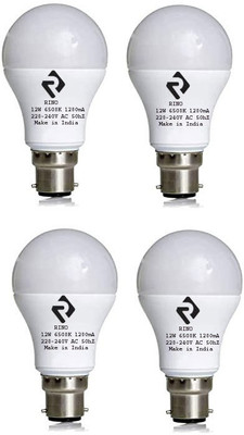 rino 12 W Basic Standard B22 LED Bulb(White, Pack of 4)
